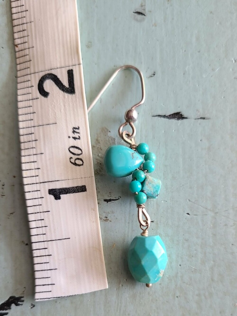 Turquoise Colored Bead Choker Necklace and 2 Pair Earring Set - Picture 2 of 5